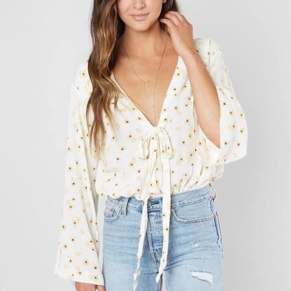 Free People Forties Feels Sunflower Bodysuit, XS - Picture 1 of 7
